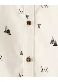 Toddler Boys Christmas Tree Button Down Pajama Shirt