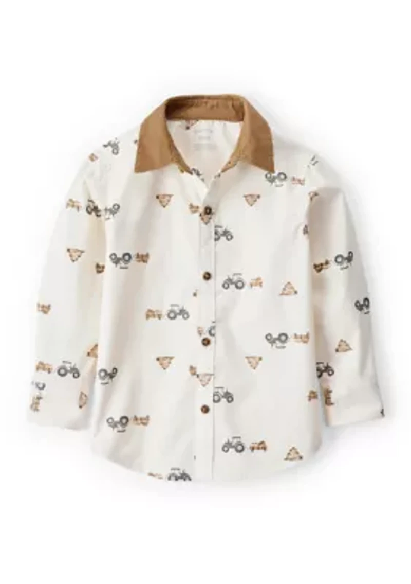Toddler Boys Long Sleeve Twill Shirt