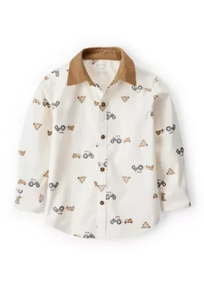 Toddler Boys Long Sleeve Twill Shirt