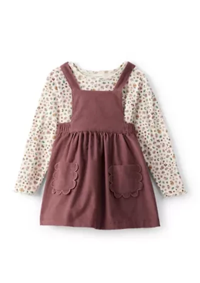 Toddler Girls Printed Top and Jumper Dress Set