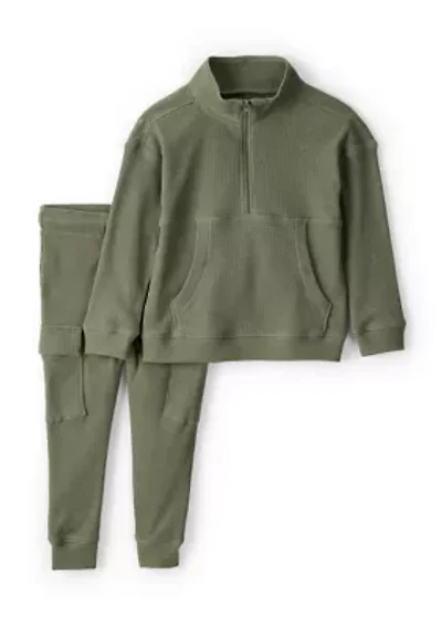 Toddler Boys 1/4 Zip Pullover Sweatshirt and Jogger Pants Set