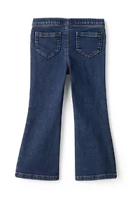 Toddler Girls Long Sleeve Floral Top and Denim Pants Set