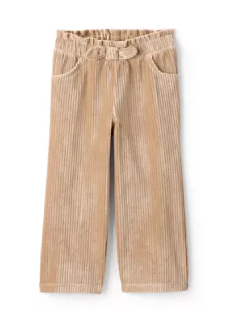 Toddler Girls Crew Neck Top and Wide Leg Corduroy Pants