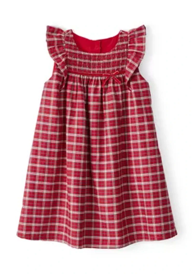 Toddler Girls Red Plaid Printed Dress