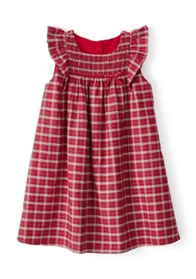 Toddler Girls Red Plaid Printed Dress
