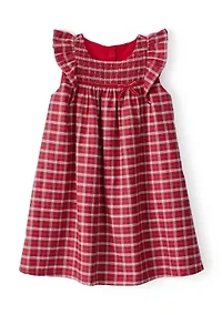 Toddler Girls Red Plaid Printed Dress