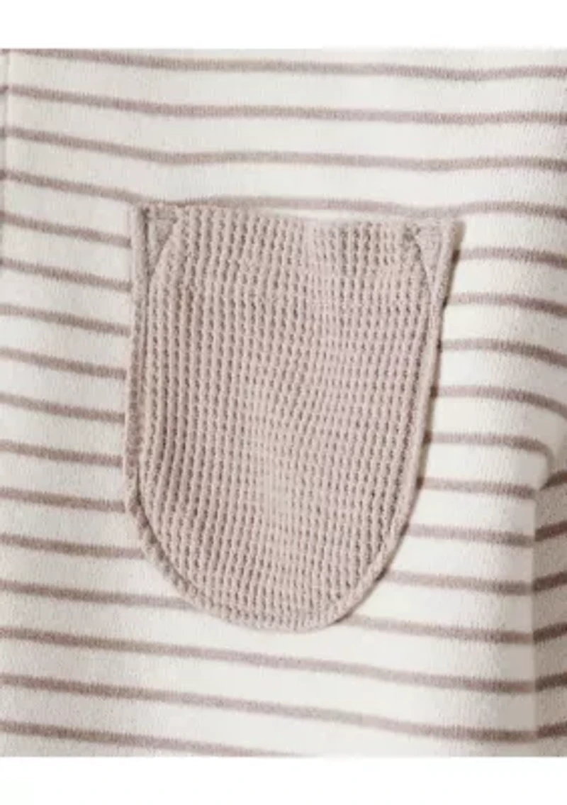Baby Boys 2-Piece Striped Quarter Zip Pullover & Pant Set