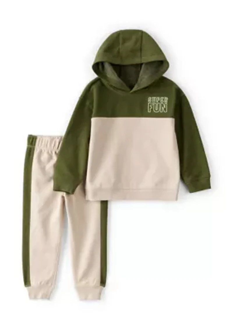 Toddler Boys 2-Piece Color Block Hoodie and Pant Set