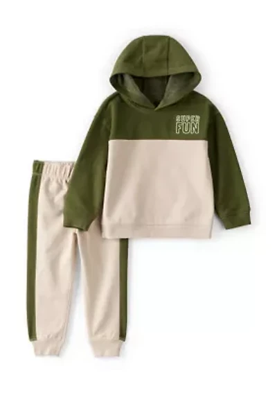 Toddler Boys 2-Piece Color Block Hoodie and Pant Set