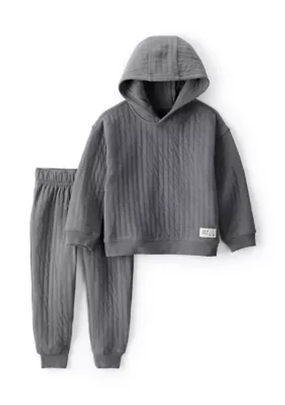 Toddler Boys Ribbed Hoodie and Pant Set
