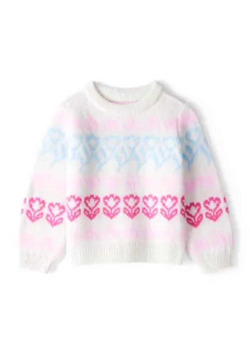 Toddler Girls Heart Print Sweater