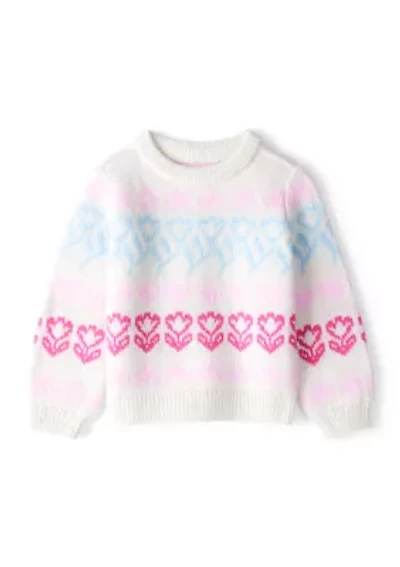 Toddler Girls Heart Print Sweater