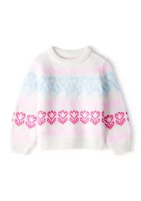 Toddler Girls Heart Print Sweater