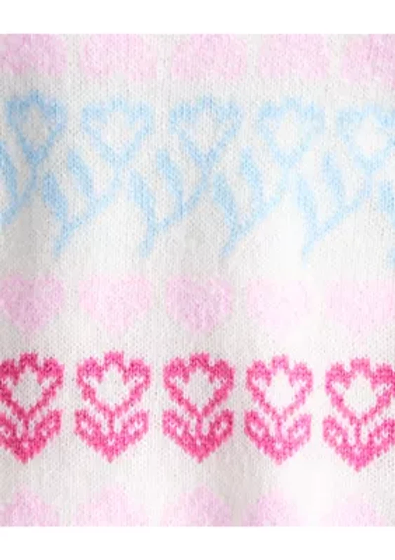 Toddler Girls Heart Print Sweater