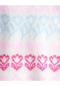 Toddler Girls Heart Print Sweater