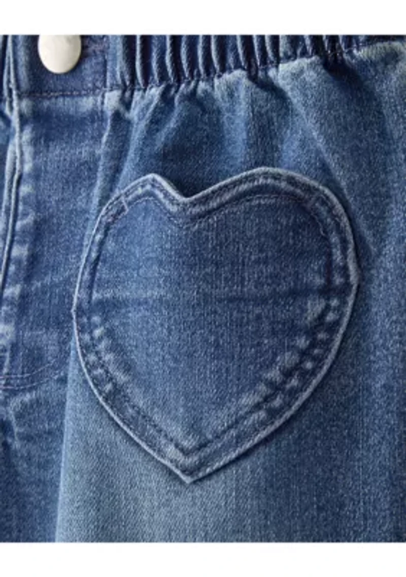 Toddler Girls Heart Pocket Barrel Jeans