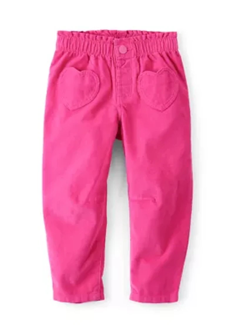 Toddler Girls Heart Pocket Barrel Pants