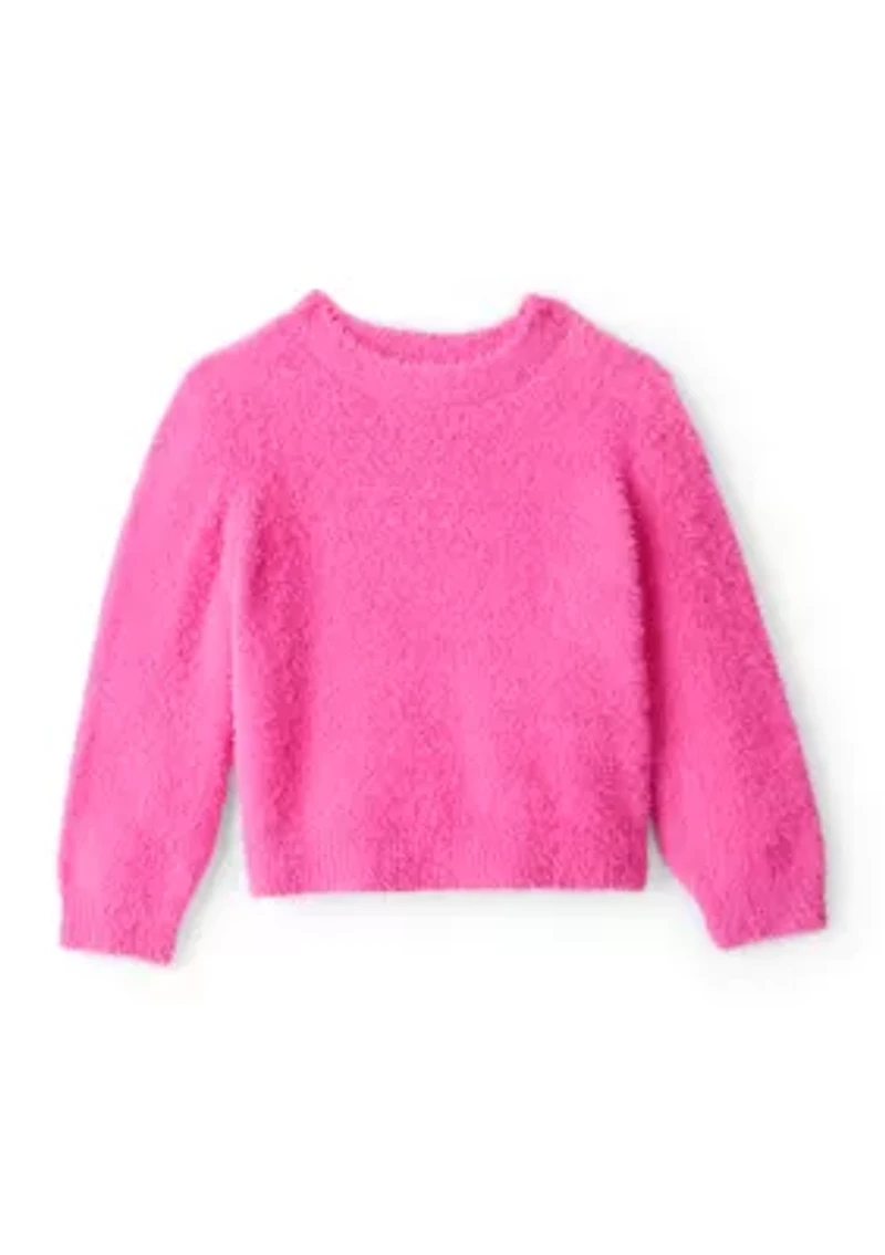 Toddler Girls Fluffy Pink Sweater