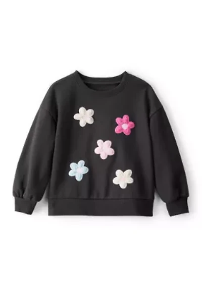 Toddler Girls Flower Appliqué Pullover