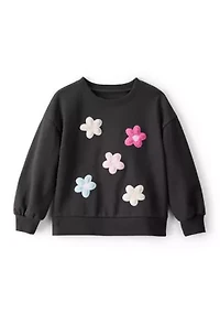 Toddler Girls Flower Appliqué Pullover