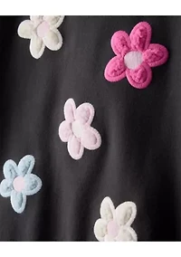 Toddler Girls Flower Appliqué Pullover