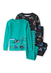 Toddler Boys Trucks 4-Piece Pajama Set