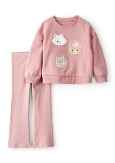 Toddler Girls Cat Embroidered Set