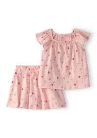 Toddler Girls Strawberry Shirt and Skort Set