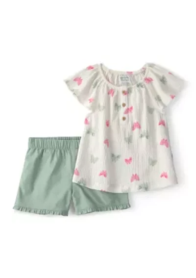 Toddler Girls Butterfly Shirt and Shorts Set