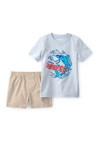 Toddler Boys Shark Graphic T-Shirt and Shorts Set