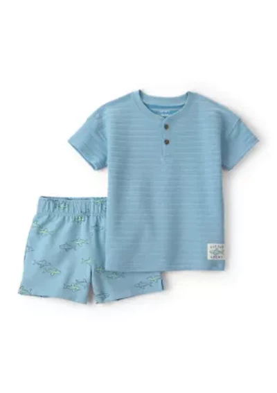 Toddler Boys Shark Print Shirt and Shorts Set