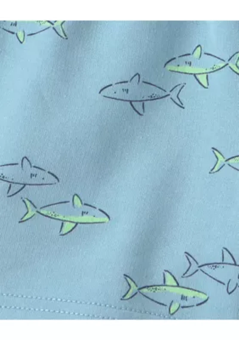 Toddler Boys Shark Print Shirt and Shorts Set