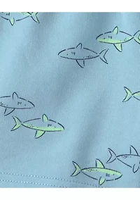Toddler Boys Shark Print Shirt and Shorts Set