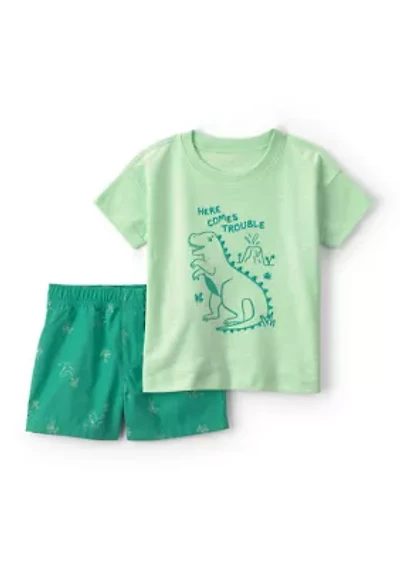 Toddler Boys Dinosaur Shirt and Shorts Set