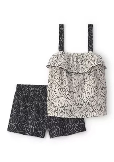 Toddler Girls Seashell Print Shirt and Shorts Set