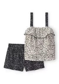 Toddler Girls Seashell Print Shirt and Shorts Set