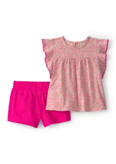 Toddler Girls Floral Shirt and Shorts Set