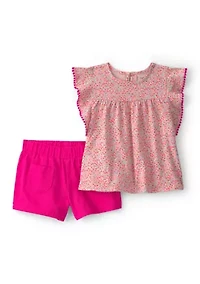 Toddler Girls Floral Shirt and Shorts Set