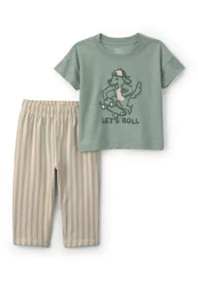 Toddler Boys Graphic T-Shirt and Striped Pants Set