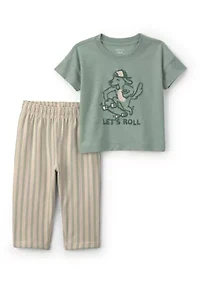 Toddler Boys Graphic T-Shirt and Striped Pants Set