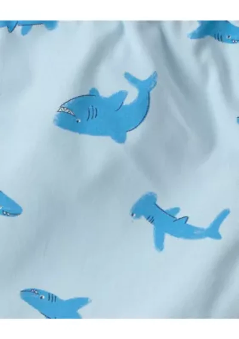 Toddler Boys Shark Print Tank Top and Shorts Set