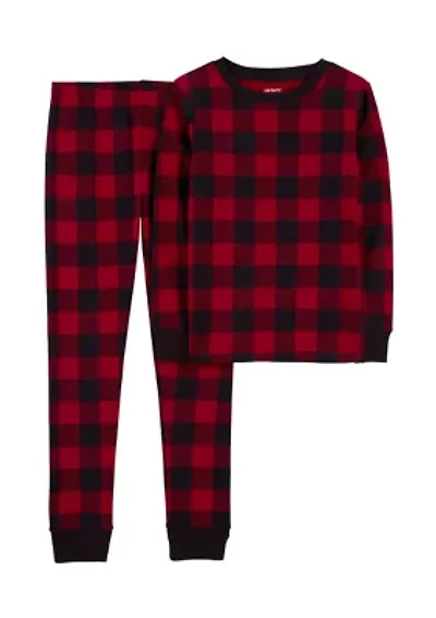 Boys 4-10 Buffalo Plaid Printed Pajama Set