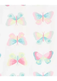 Girls 5-10 Butterfly Printed 4 Piece Pajama Set