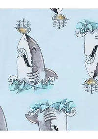 Boys 5-10 Shark Printed 4 Piece Pajama Set