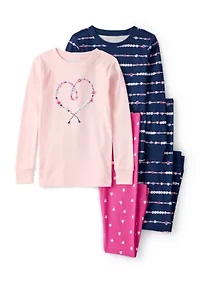 Girls 7-16 Bracelet Graphic Four Piece Pajama Set