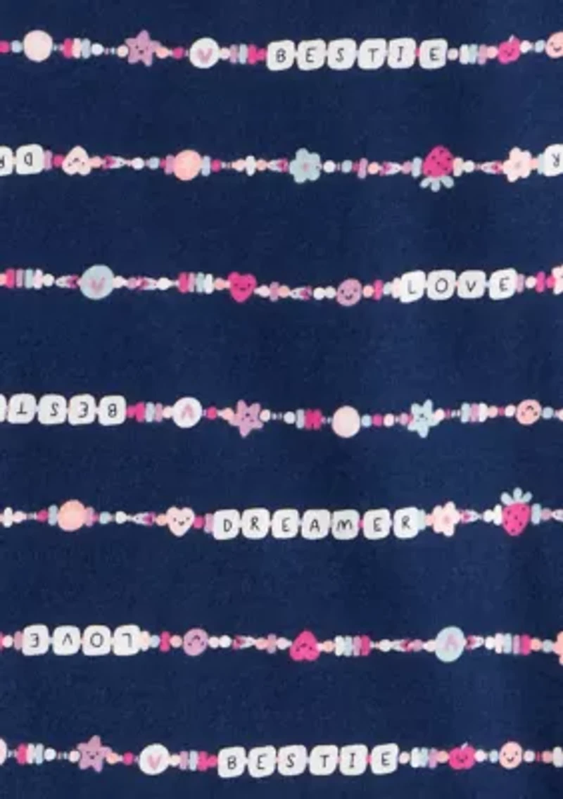 Girls 7-16 Bracelet Graphic Four Piece Pajama Set