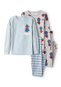 Boys 8-20 Chili Four Piece Printed Pajama Set