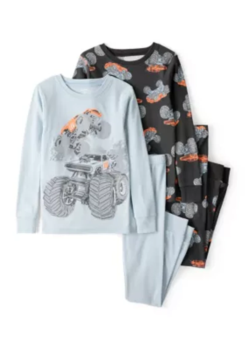 Boys 4-7 4 Piece Truck Pajama Set
