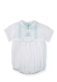 Creeper with Pintucks and Train Embroidery