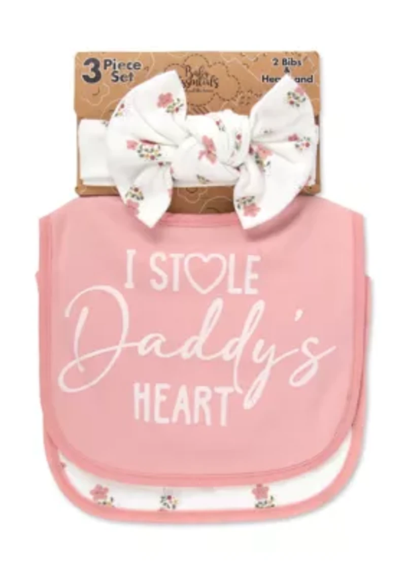 Baby Girls I Stole Daddy's Heart Bib Set